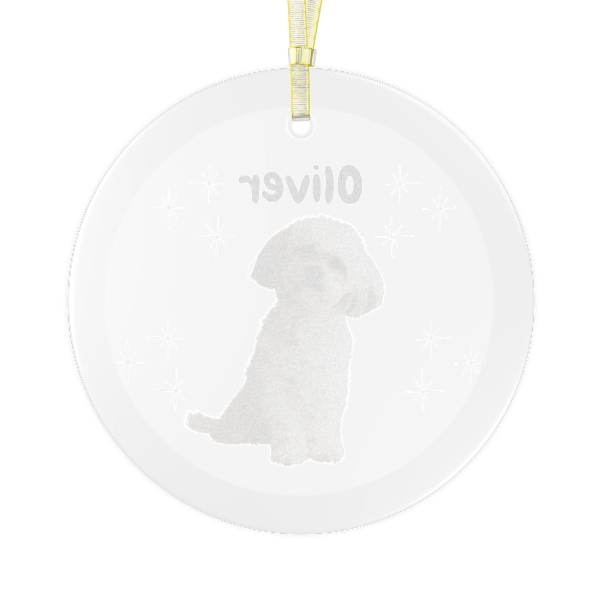 Christmas| Customizable Dog Photo Glass Ornament - Personalized with Your Pet’s Name