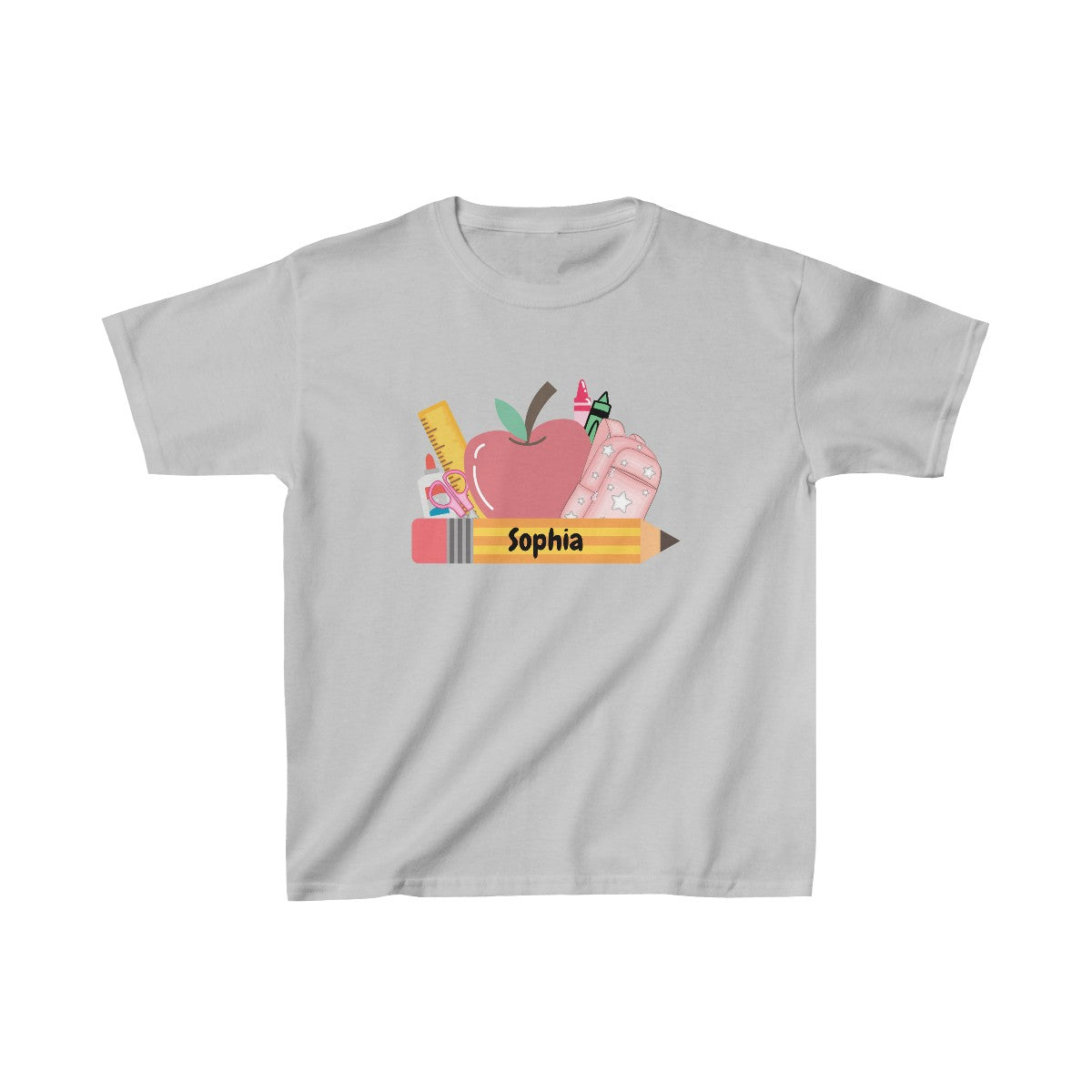 Get trendy with Personalized Kids' Back to School T-Shirt - Custom Name and School Supplies Design -  available at Good Gift Company. Grab yours for $17.60 today!