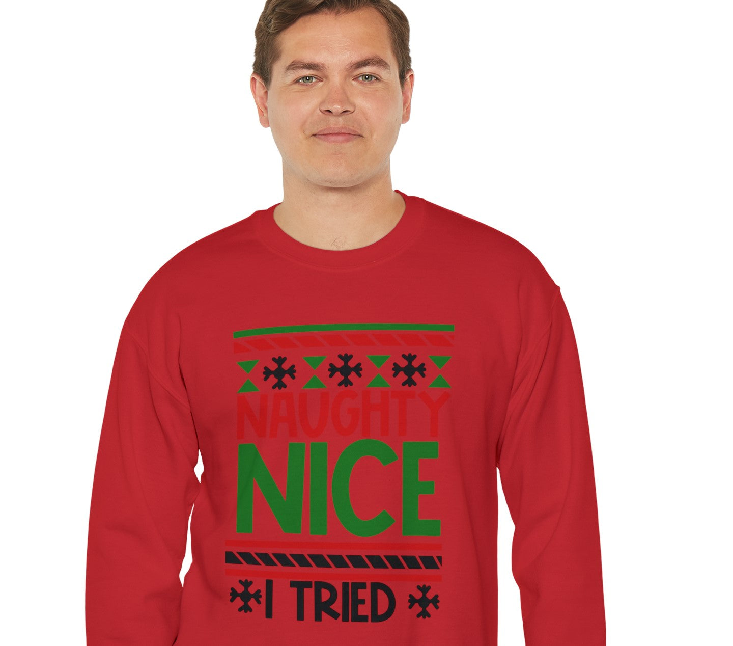 Get trendy with Naughty or Nice I tied ugly Christmas sweater - Sweatshirt available at Good Gift Company. Grab yours for $29.99 today!