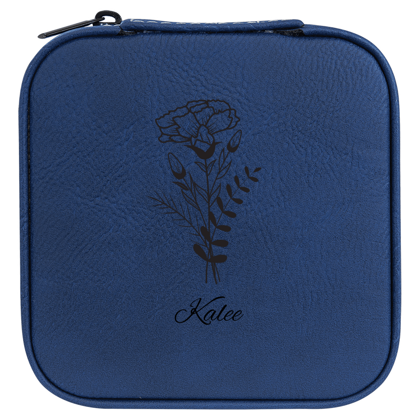 "Personalized Premium PU Leather Travel Jewelry Box – Custom Name & Birth Flower, The Ultimate Gift for Every Woman"