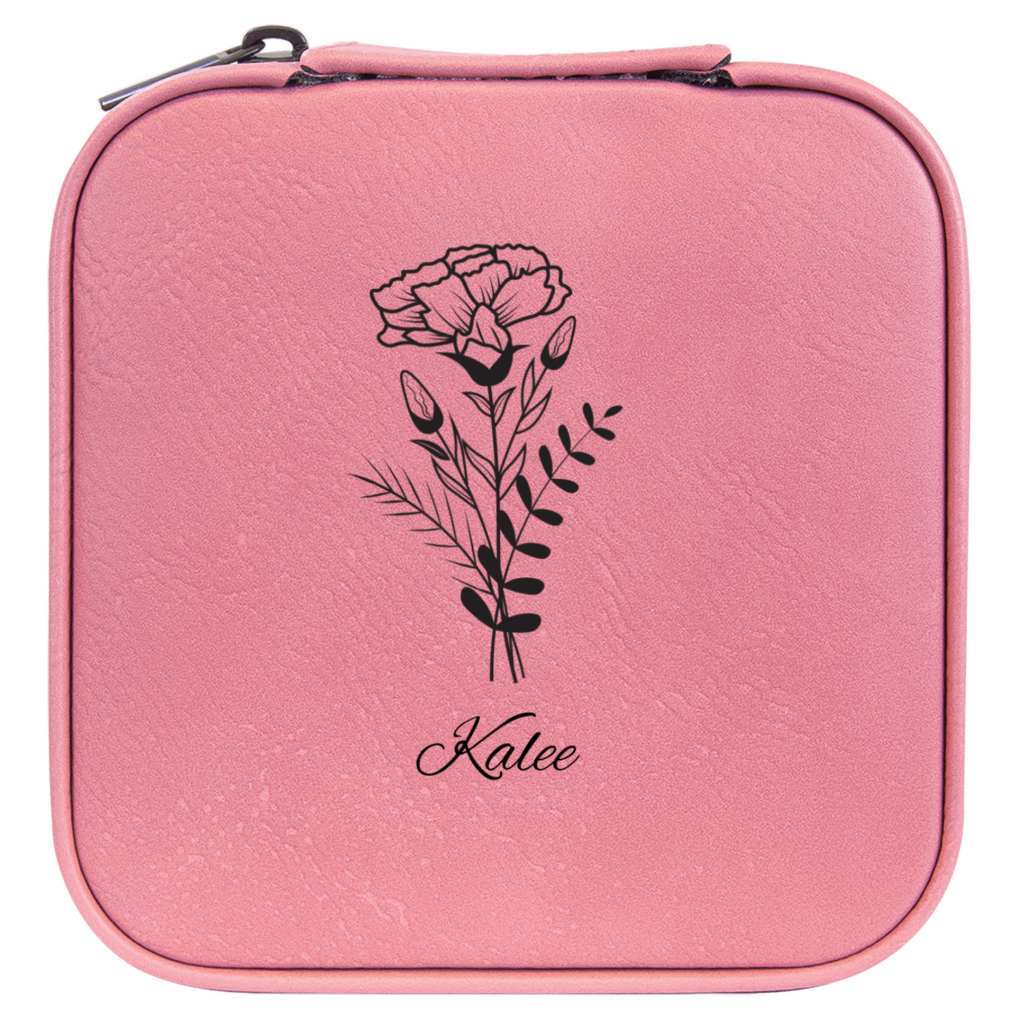 Gifts for her| "Personalized Premium PU Leather Travel Jewelry Box – Custom Name & Birth Flower, The Ultimate Gift for Every Woman"