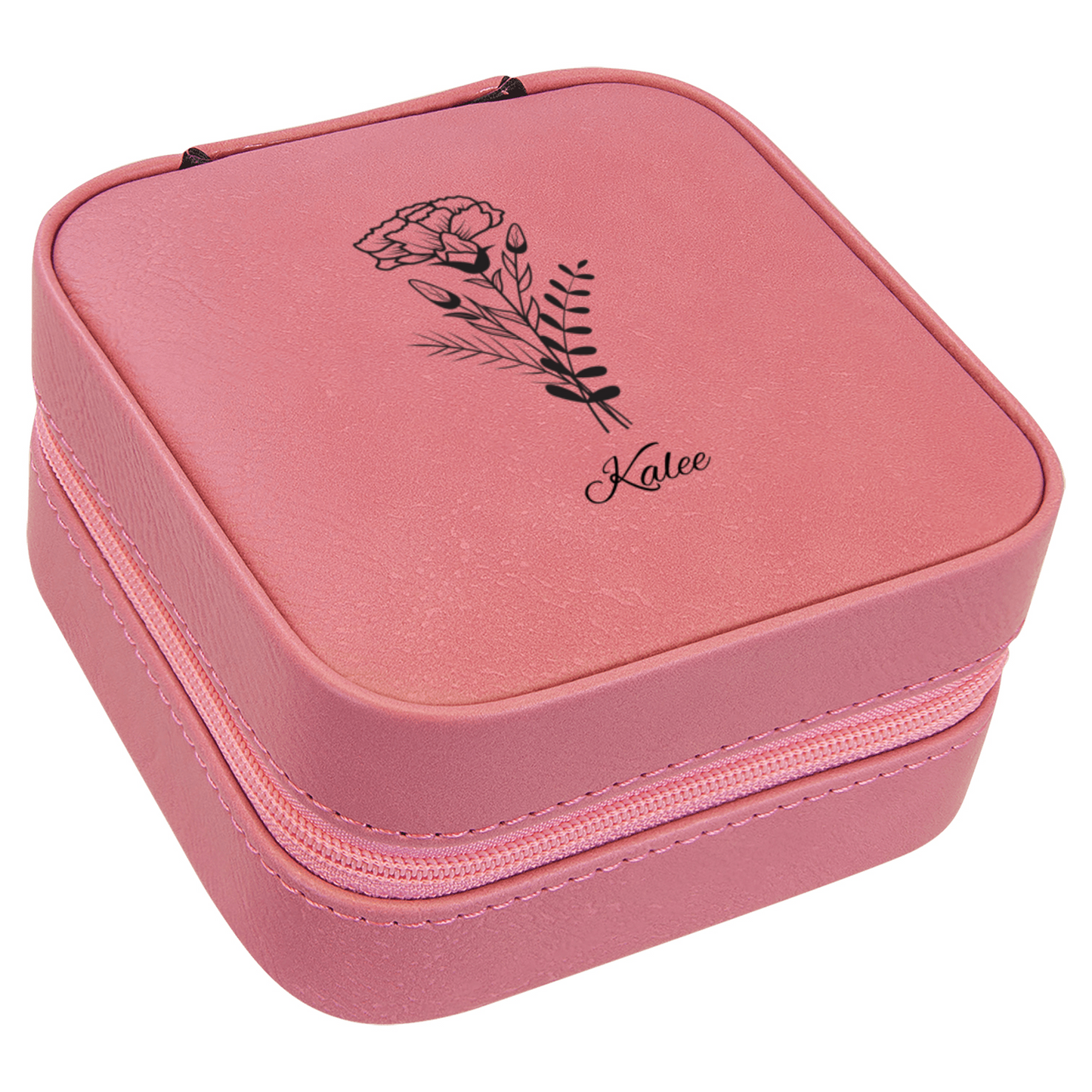 Gifts for her| "Personalized Premium PU Leather Travel Jewelry Box – Custom Name & Birth Flower, The Ultimate Gift for Every Woman"