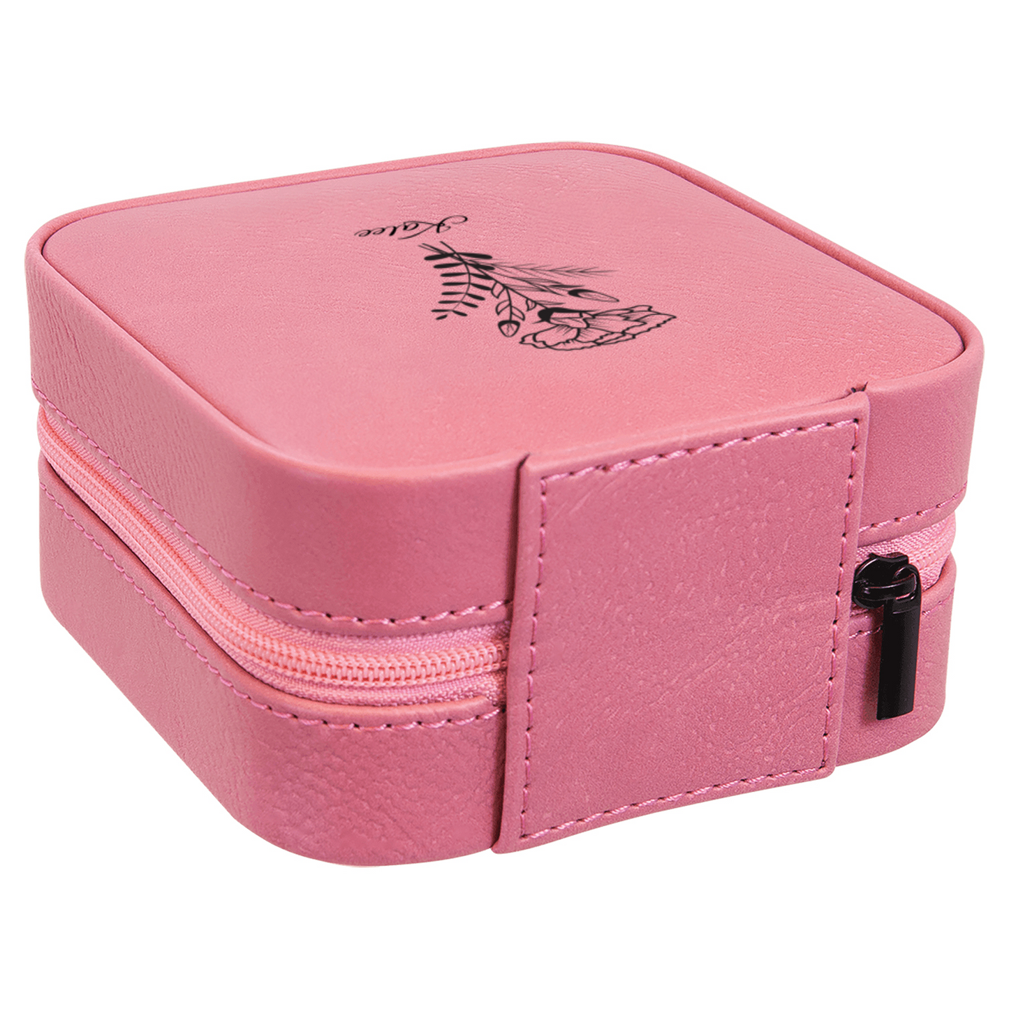 "Personalized Premium PU Leather Travel Jewelry Box – Custom Name & Birth Flower, The Ultimate Gift for Every Woman"