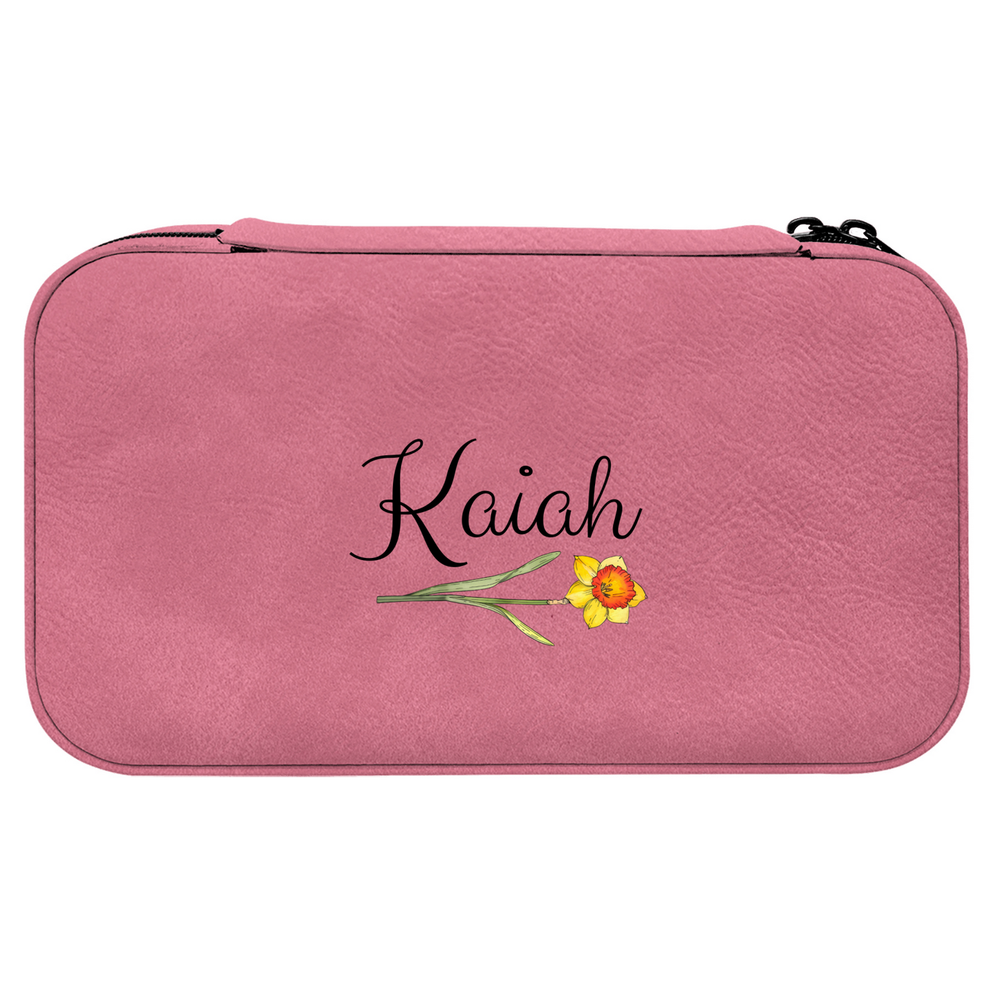 Personalized Birth Flower Jewelry Box – Custom Travel Organizer