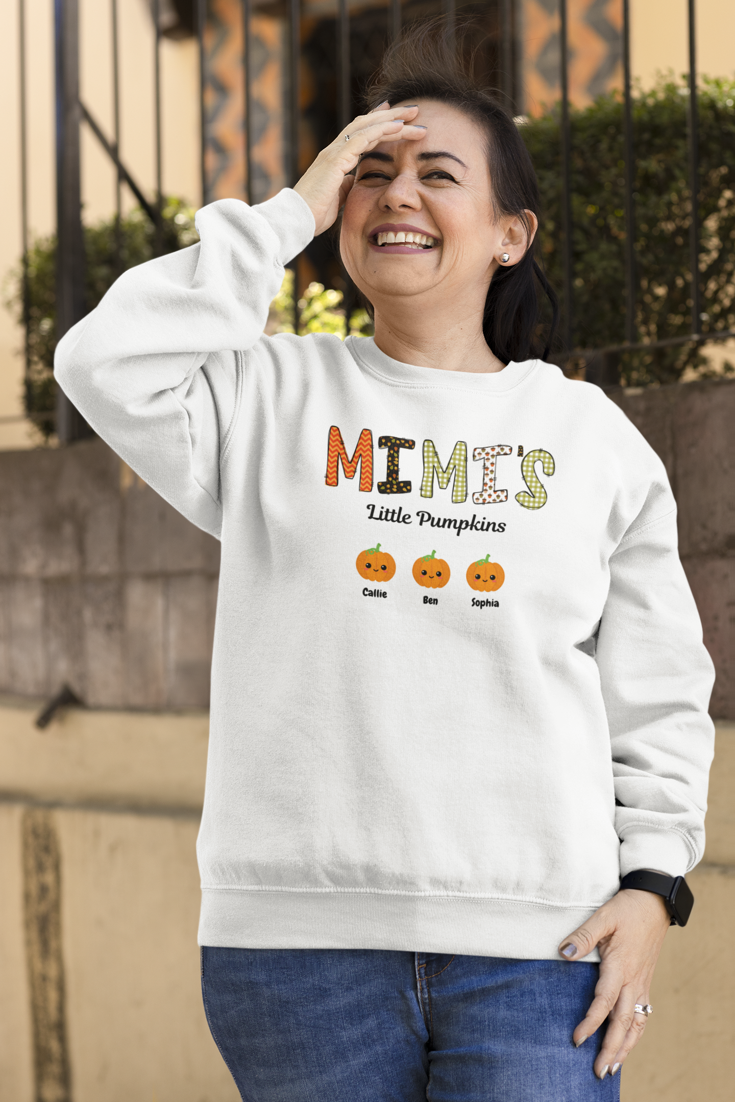 Get trendy with Mimi's Little Pumpkins Fall Sweatshirt: Customizable Grandchildren's Names -  available at Good Gift Company. Grab yours for $28.99 today!