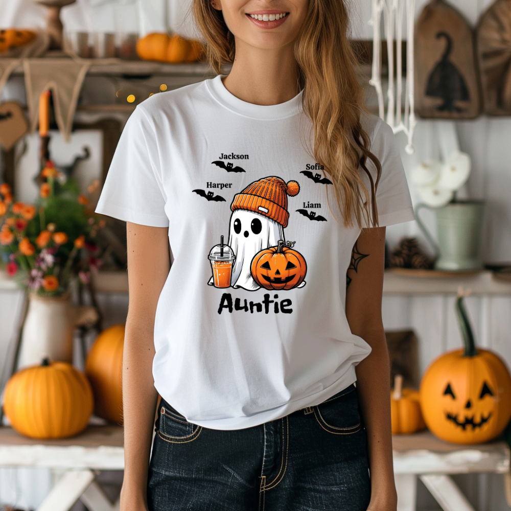 Get trendy with Personalized Fall/Halloween Ghost Top -  available at Good Gift Company. Grab yours for $24.95 today!