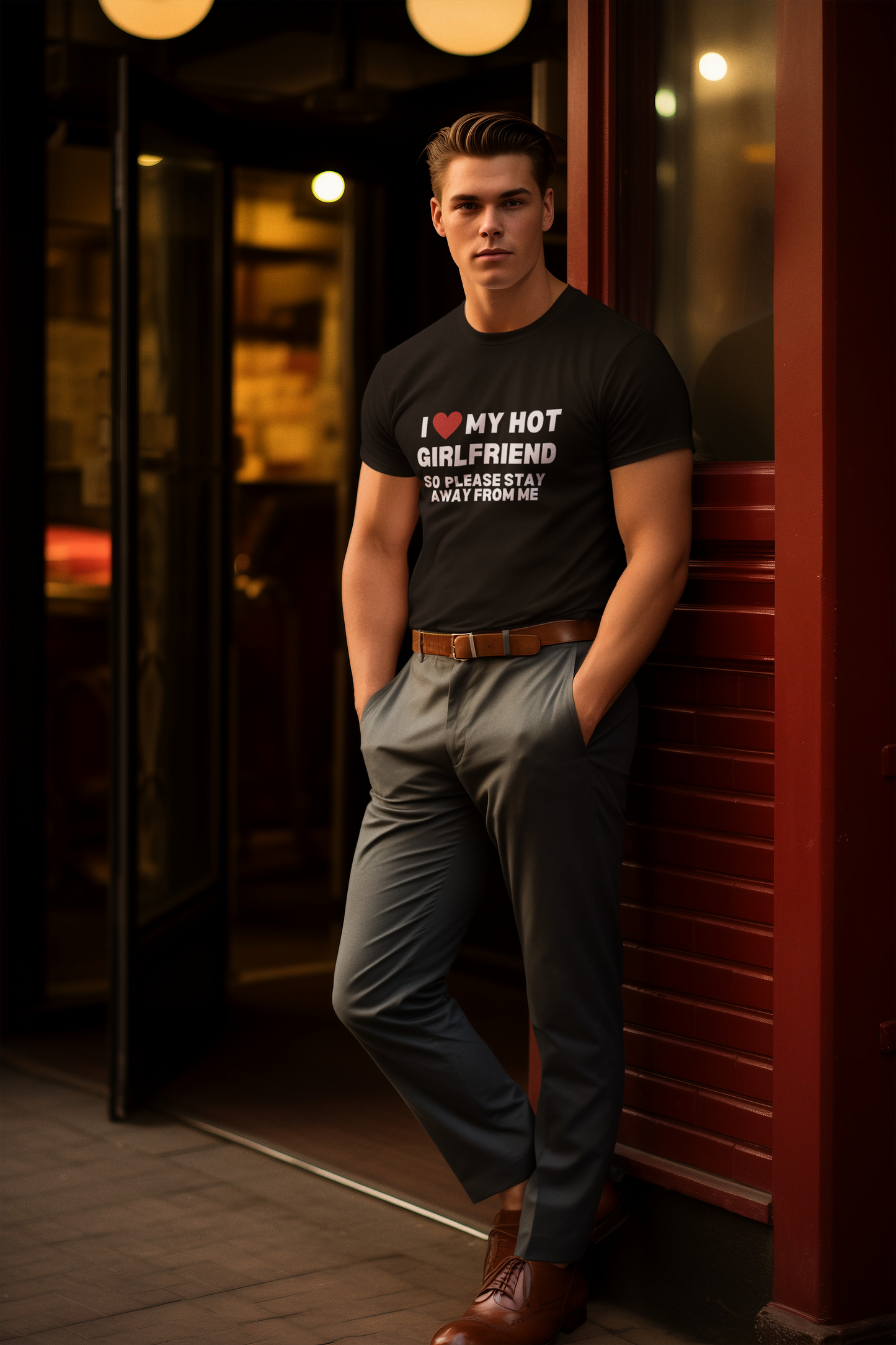 Get trendy with I love my hot (1) I Love My Hot Girlfriend  T-Shirt - T-Shirts available at Good Gift Company. Grab yours for $18 today!