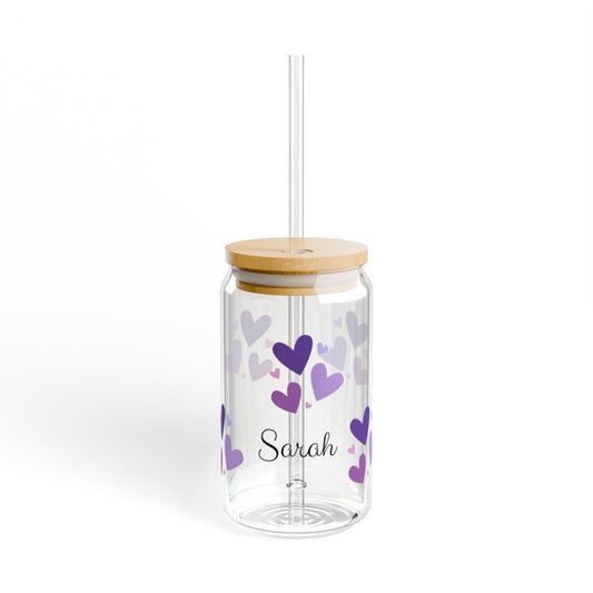 Personalized Valentine's Day Glass Tumbler – Stylish 16oz Sipper for Everyday Use