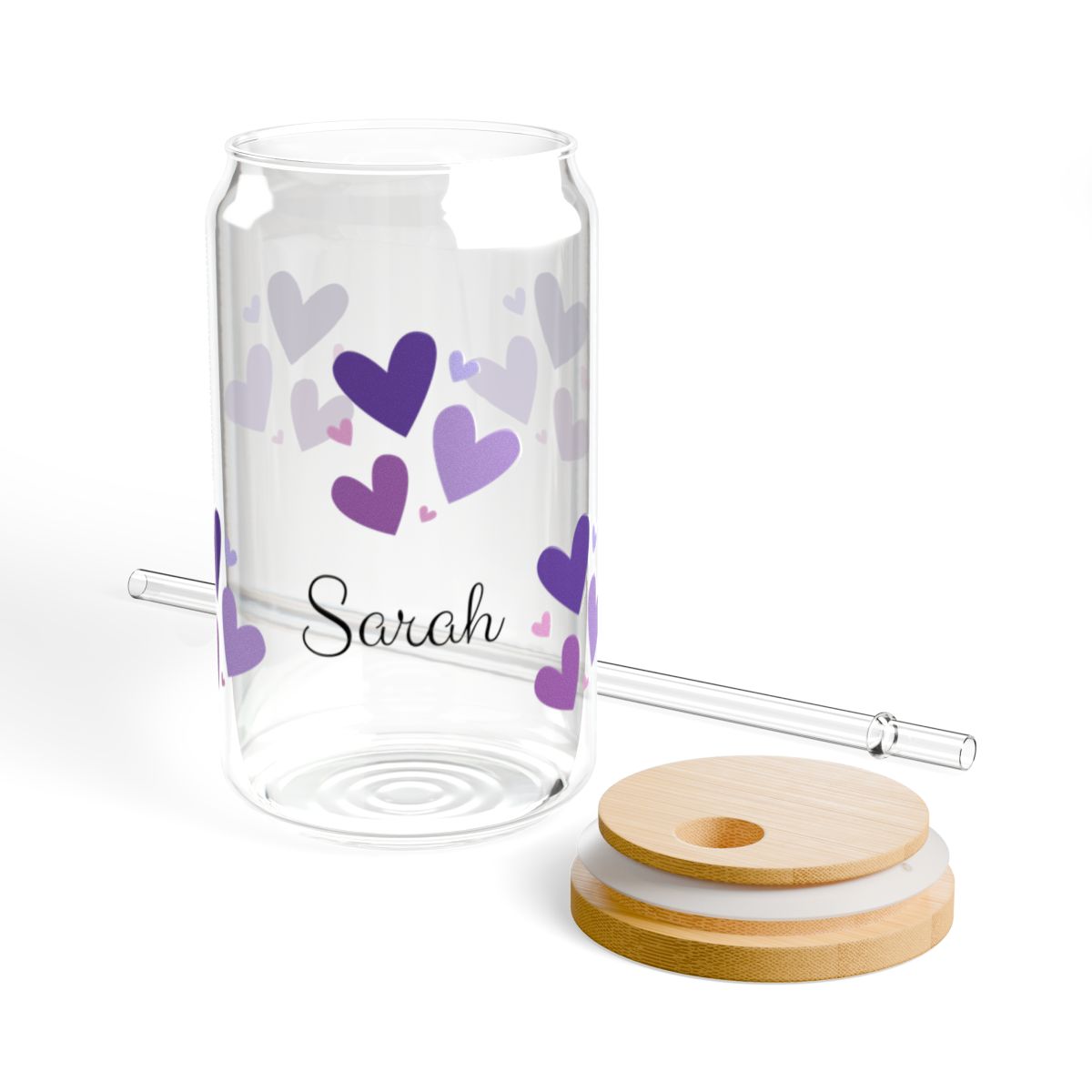 Personalized Valentine's Day Glass Tumbler – Stylish 16oz Sipper for Everyday Use 2.0