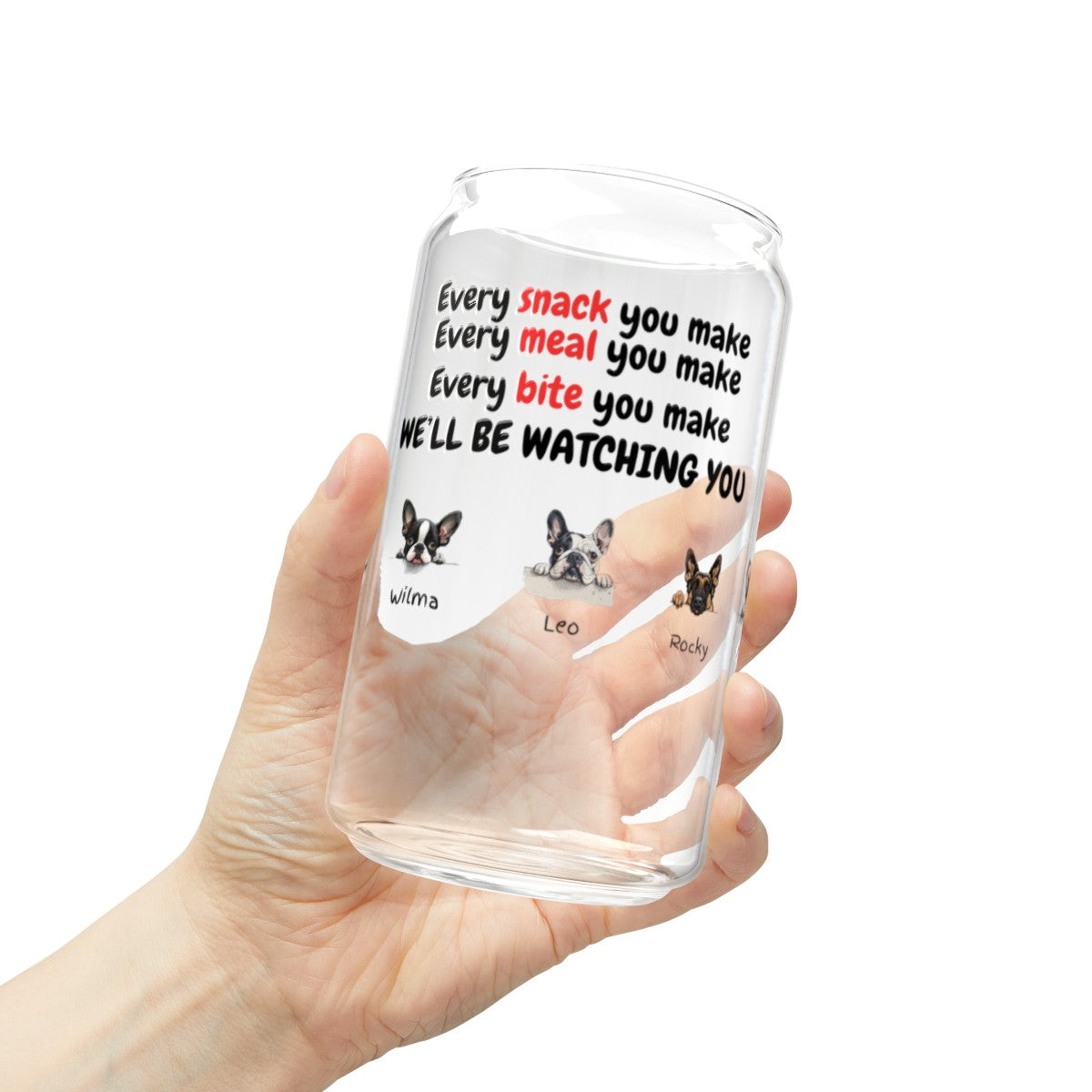 Get trendy with Personalized 16 oz Glass Sipper Cup with Dog Breed Cartoon - Custom Message from Your Dog(s) -  available at Good Gift Company. Grab yours for $28.02 today!