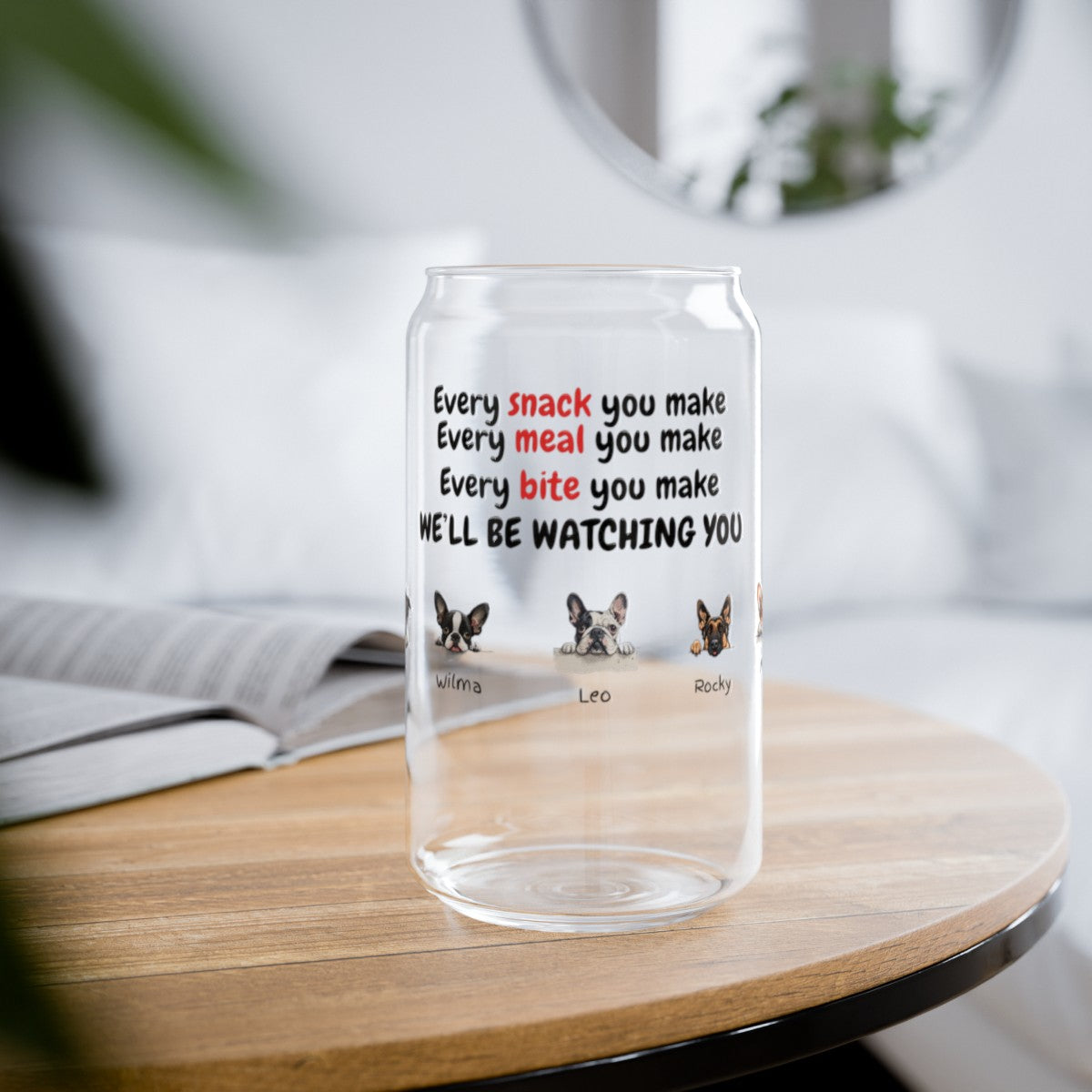 Get trendy with Personalized 16 oz Glass Sipper Cup with Dog Breed Cartoon - Custom Message from Your Dog(s) -  available at Good Gift Company. Grab yours for $28.02 today!