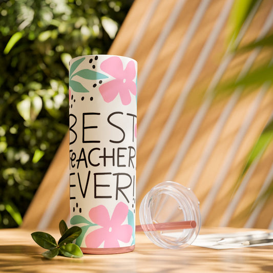 Get trendy with Best Teacher Ever! Skinny Tumbler with Straw, 20oz -  available at Good Gift Company. Grab yours for $28 today!