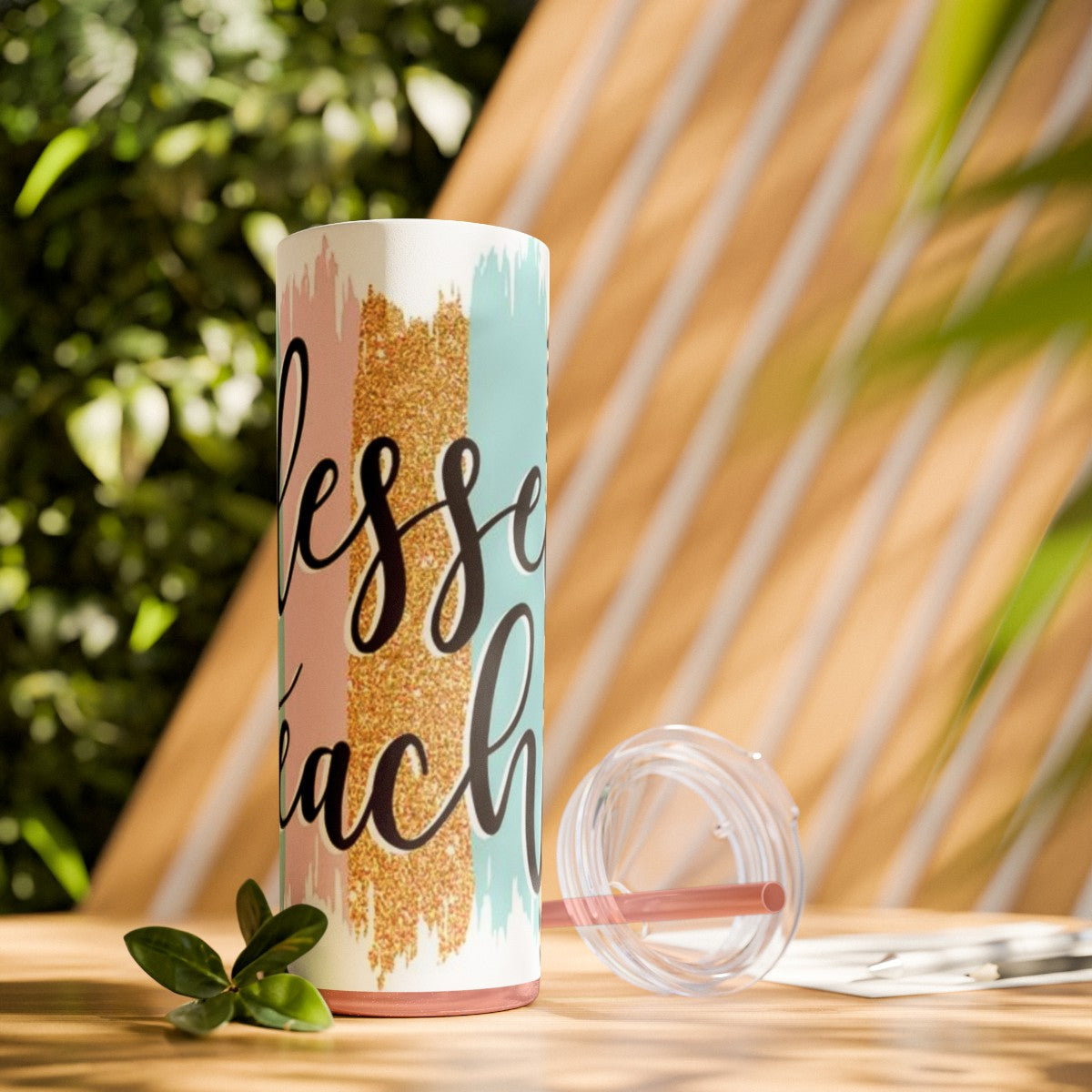 Get trendy with Blessed Teacher Skinny Tumbler with Straw, 20oz -  available at Good Gift Company. Grab yours for $28 today!