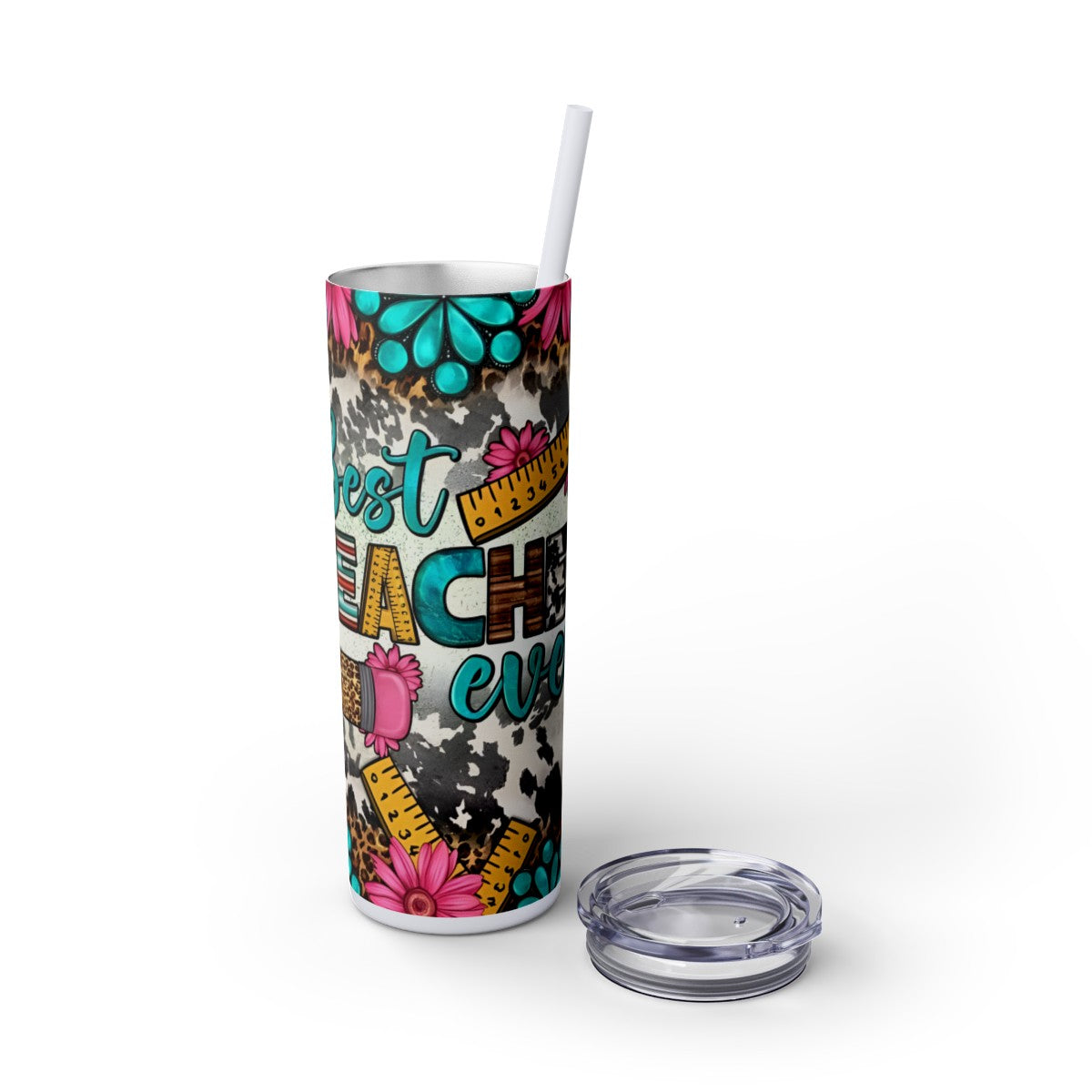 Get trendy with Best Teacher Ever Skinny Tumbler with Straw, 20oz -  available at Good Gift Company. Grab yours for $44.20 today!