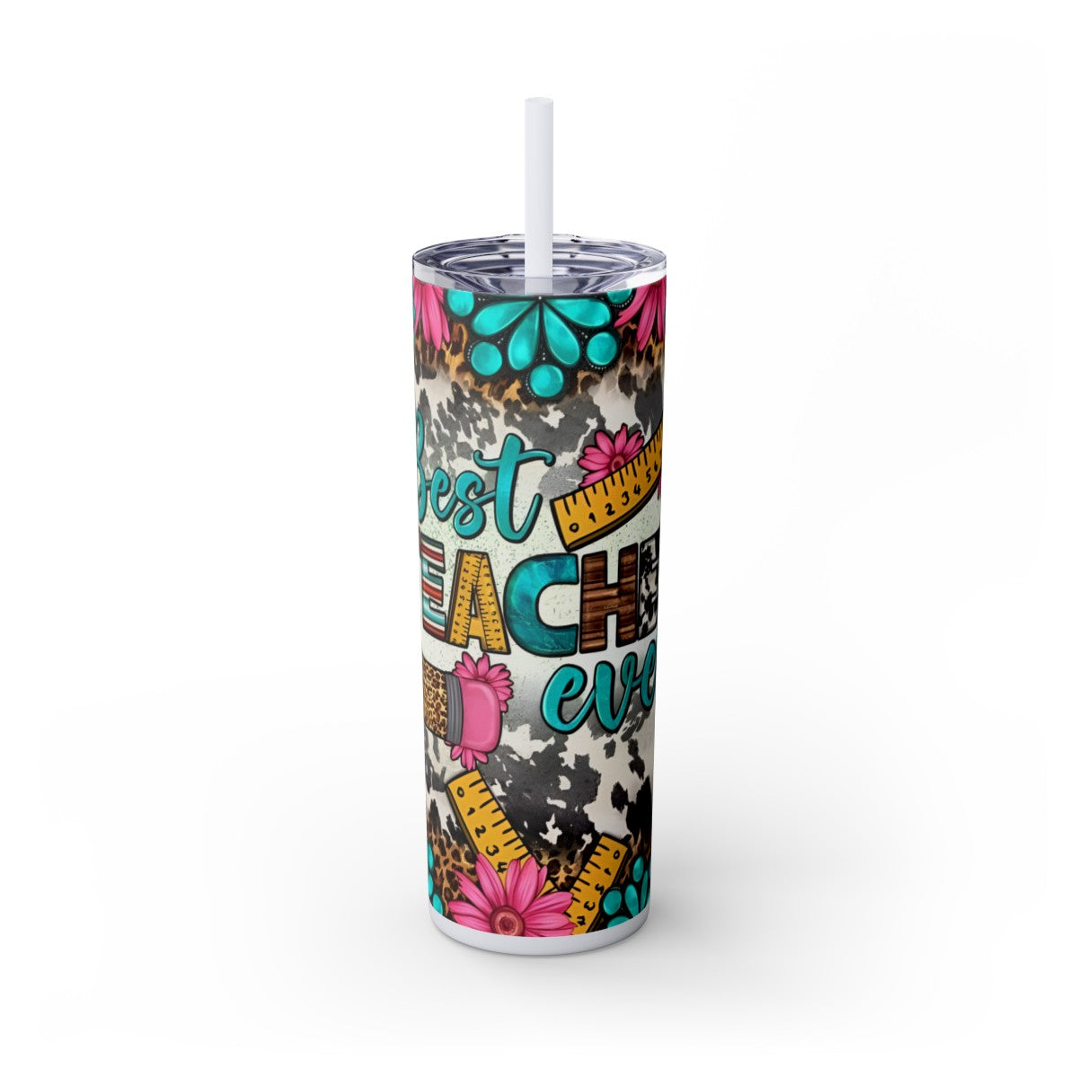 Get trendy with Best Teacher Ever Skinny Tumbler with Straw, 20oz -  available at Good Gift Company. Grab yours for $44.20 today!