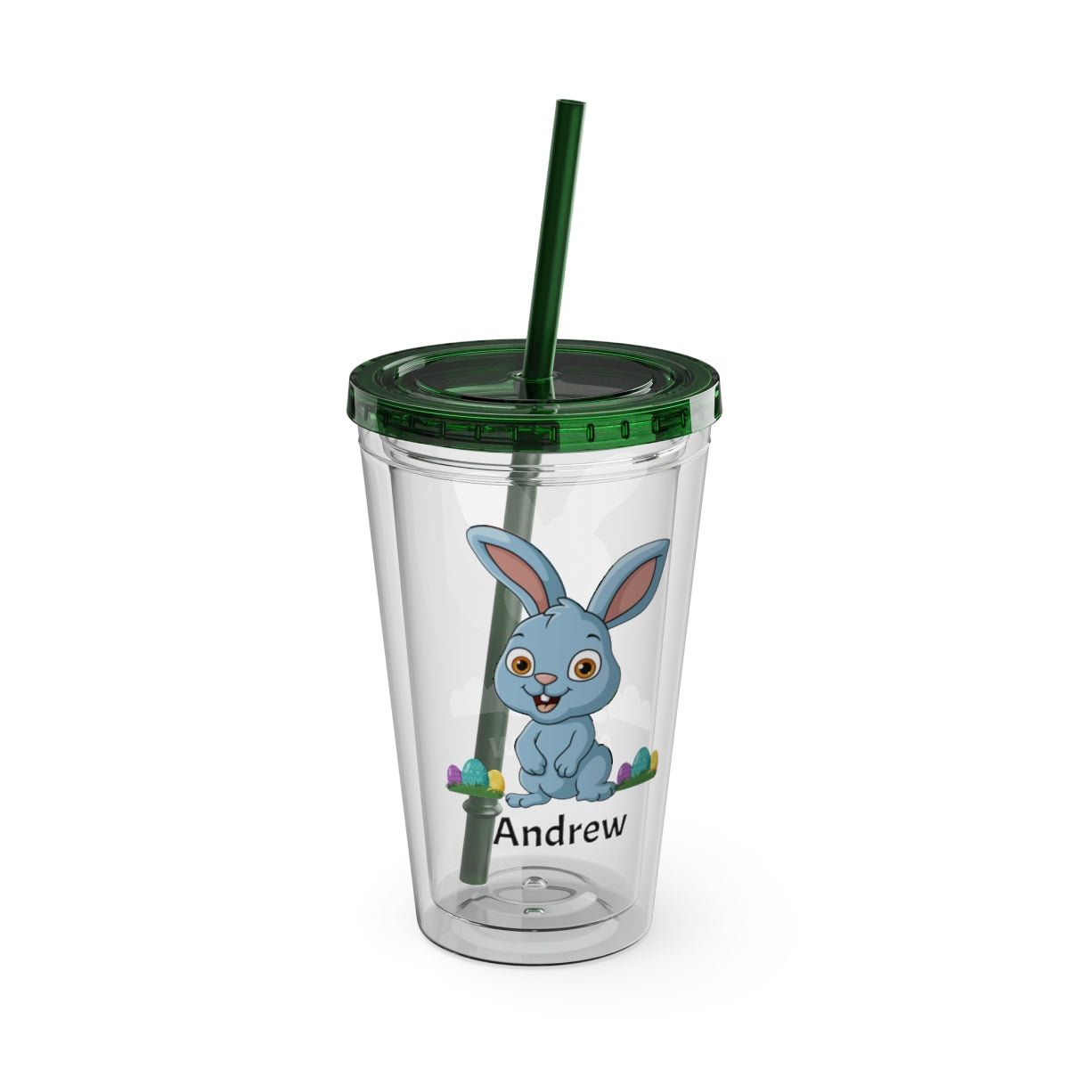 Custom Dark Green Easter cup featuring a cute bunny and child’s name, available in multiple colors.- color choice