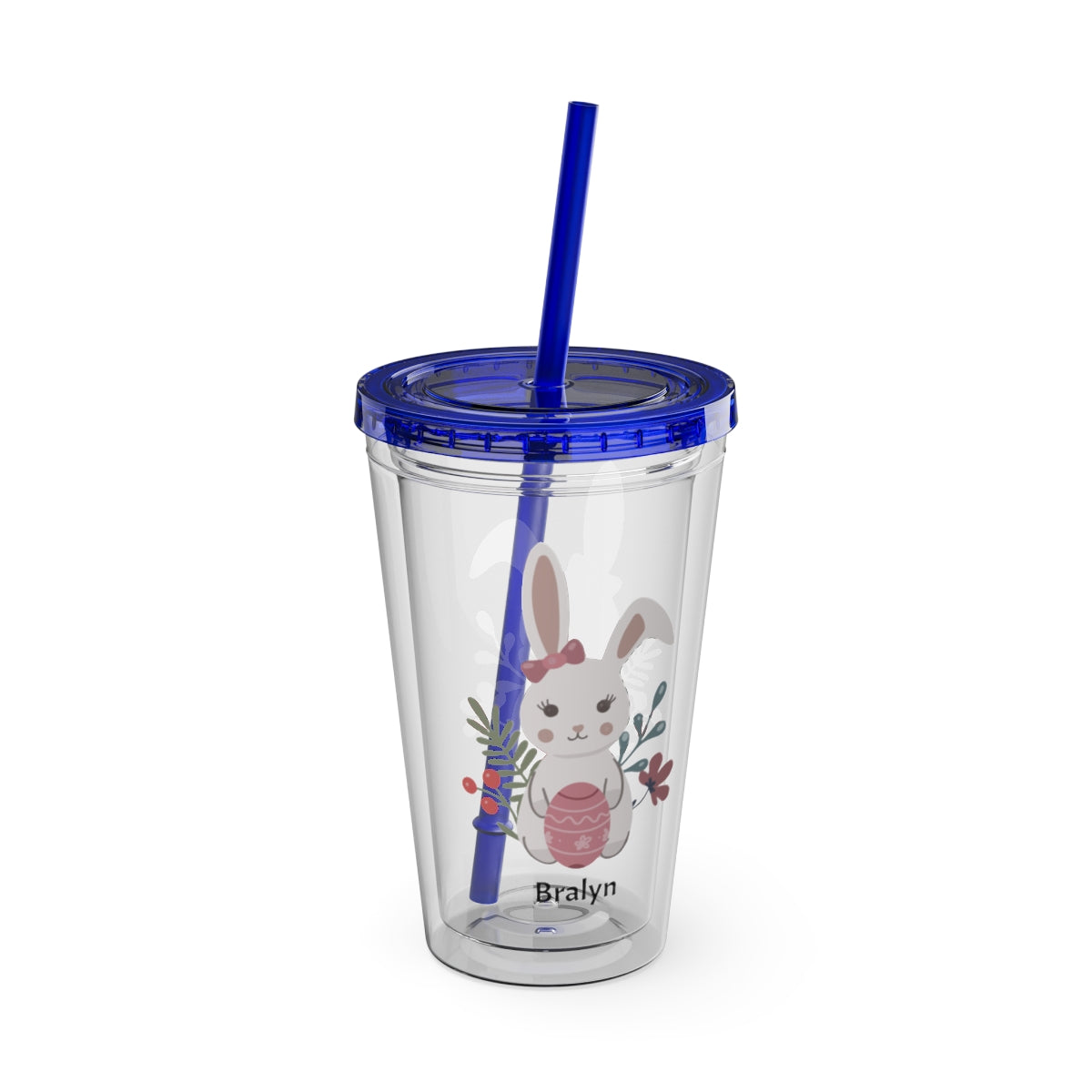 Custom Dark Blue Easter cup featuring a cute bunny and child’s name, available in multiple colors-color Choice