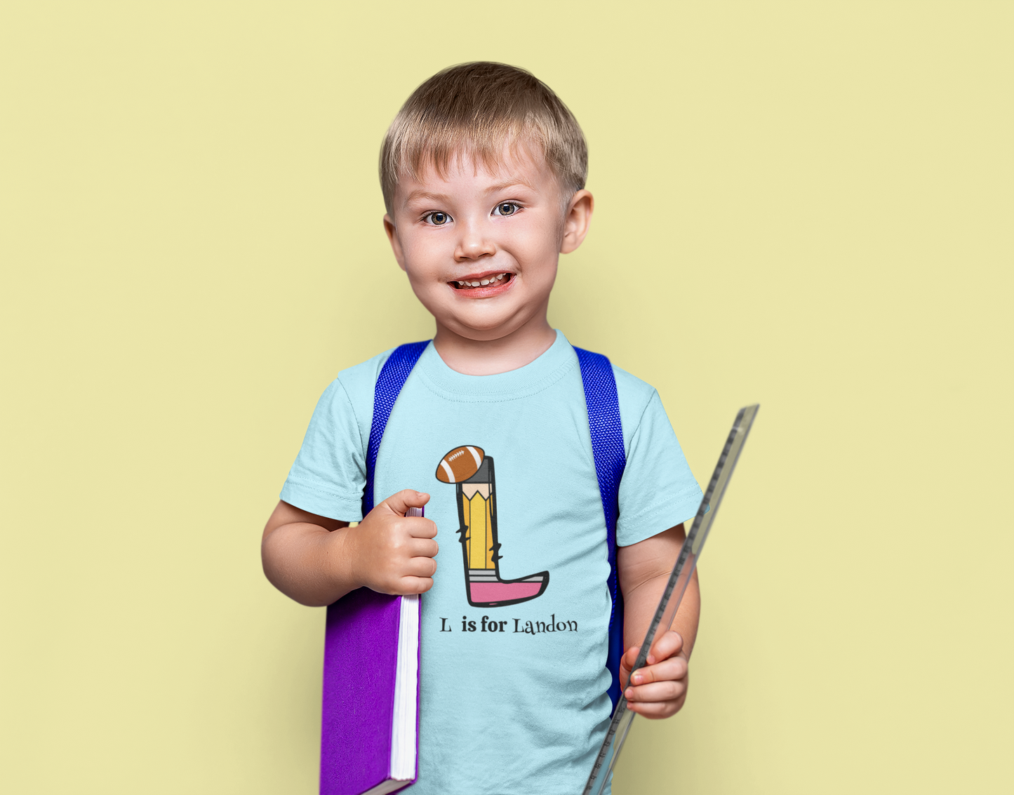 Get trendy with Personalized First Day of School T-Shirt - Custom Pencil Initial Design -  available at Good Gift Company. Grab yours for $11.50 today!