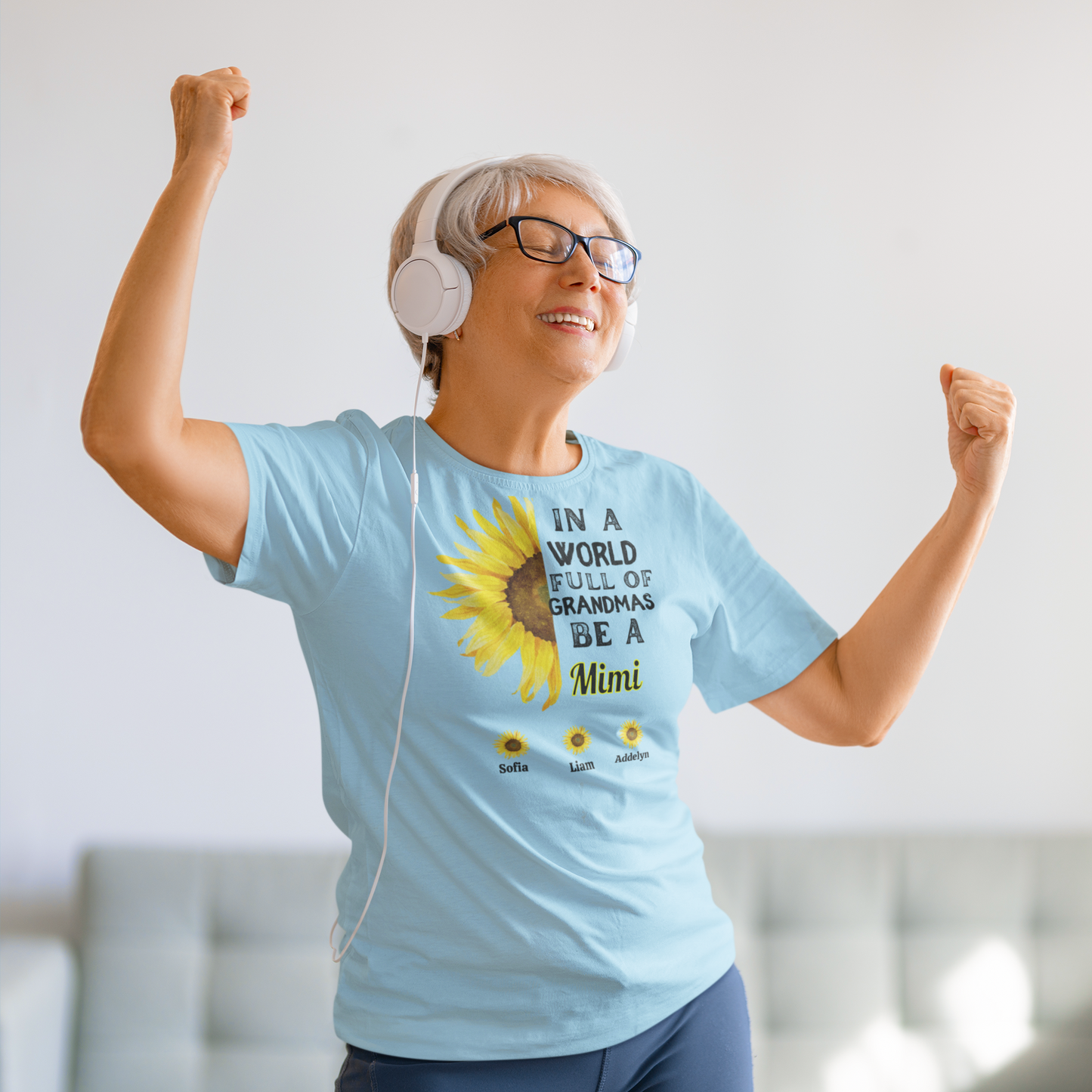 Get trendy with Customized Grandmother T-Shirt - "In a World Full of Grandmas, Be a [Your Nickname]" Yellow Sunflower version -  available at Good Gift Company. Grab yours for $28.60 today!