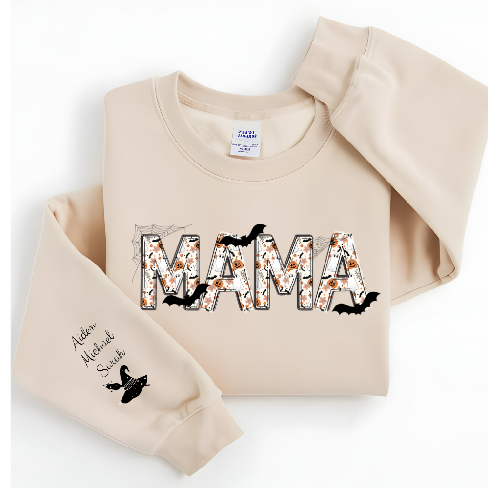 Spooky and Personalized Mama Halloween Crewneck Sweatshirt