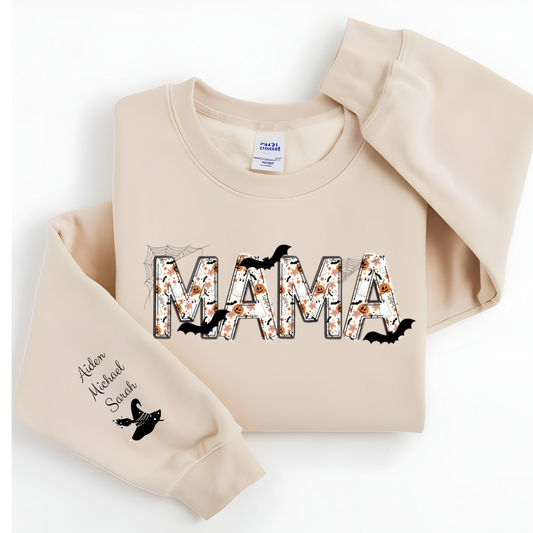 Spooky and Personalized Mama Halloween Crewneck Sweatshirt