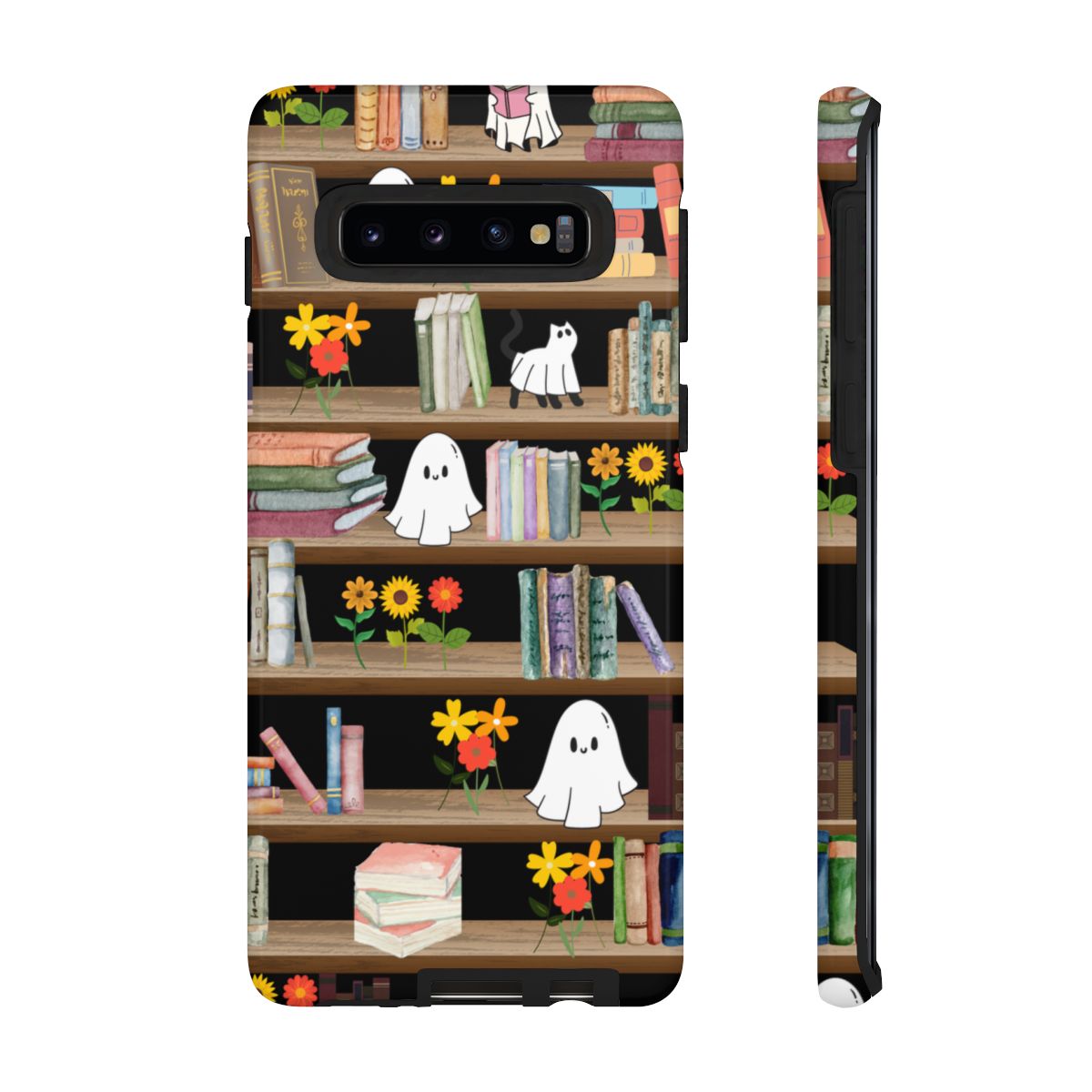 Get trendy with Haunted Bookshelf Halloween Phone Case – Cute Ghosts Design -  available at Good Gift Company. Grab yours for $30 today!