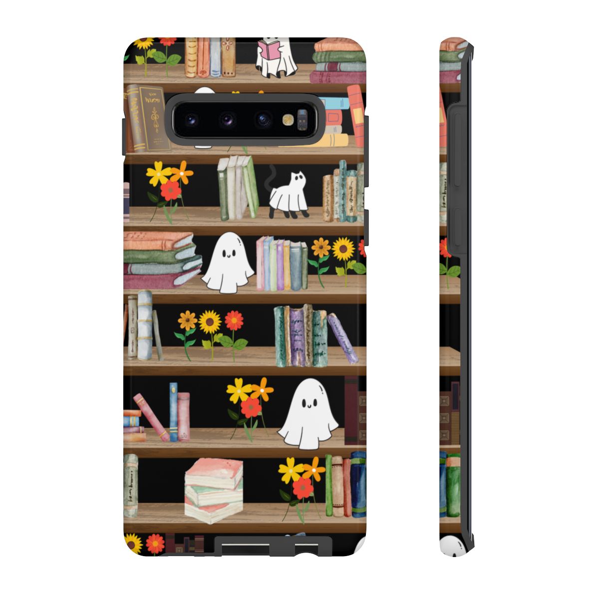 Get trendy with Haunted Bookshelf Halloween Phone Case – Cute Ghosts Design -  available at Good Gift Company. Grab yours for $30 today!