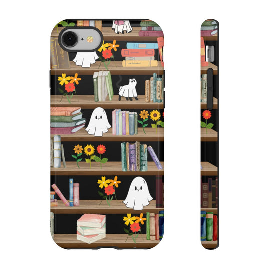 Get trendy with Haunted Bookshelf Halloween Phone Case – Cute Ghosts Design -  available at Good Gift Company. Grab yours for $30 today!