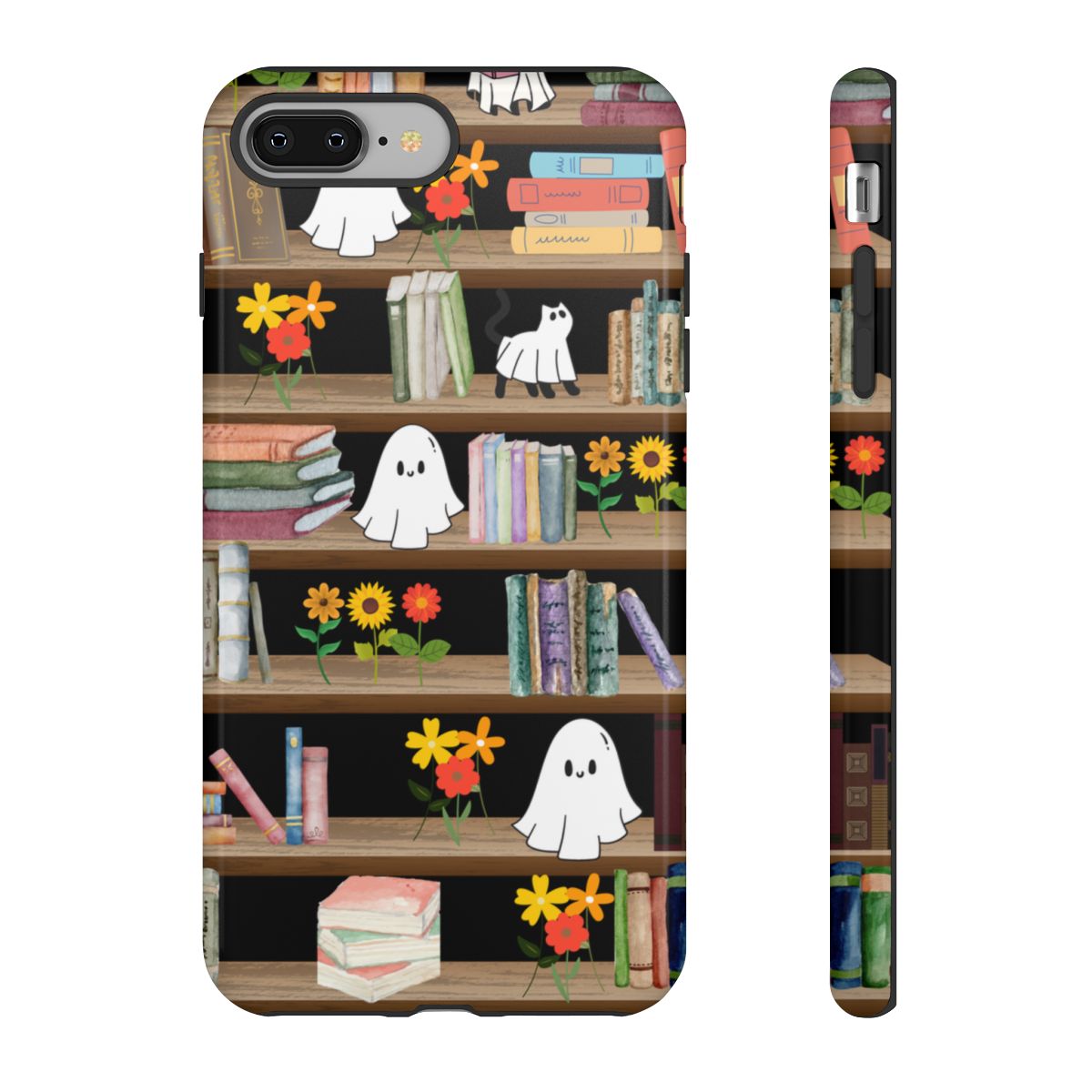 Get trendy with Haunted Bookshelf Halloween Phone Case – Cute Ghosts Design -  available at Good Gift Company. Grab yours for $30 today!