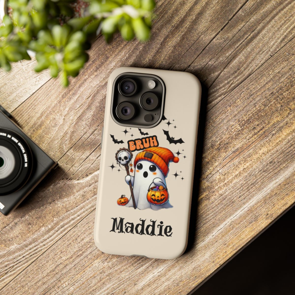 Get trendy with Halloween Ghost "Bruh" Custom Phone Case – Personalize Your Device -  available at Good Gift Company. Grab yours for $30 today!