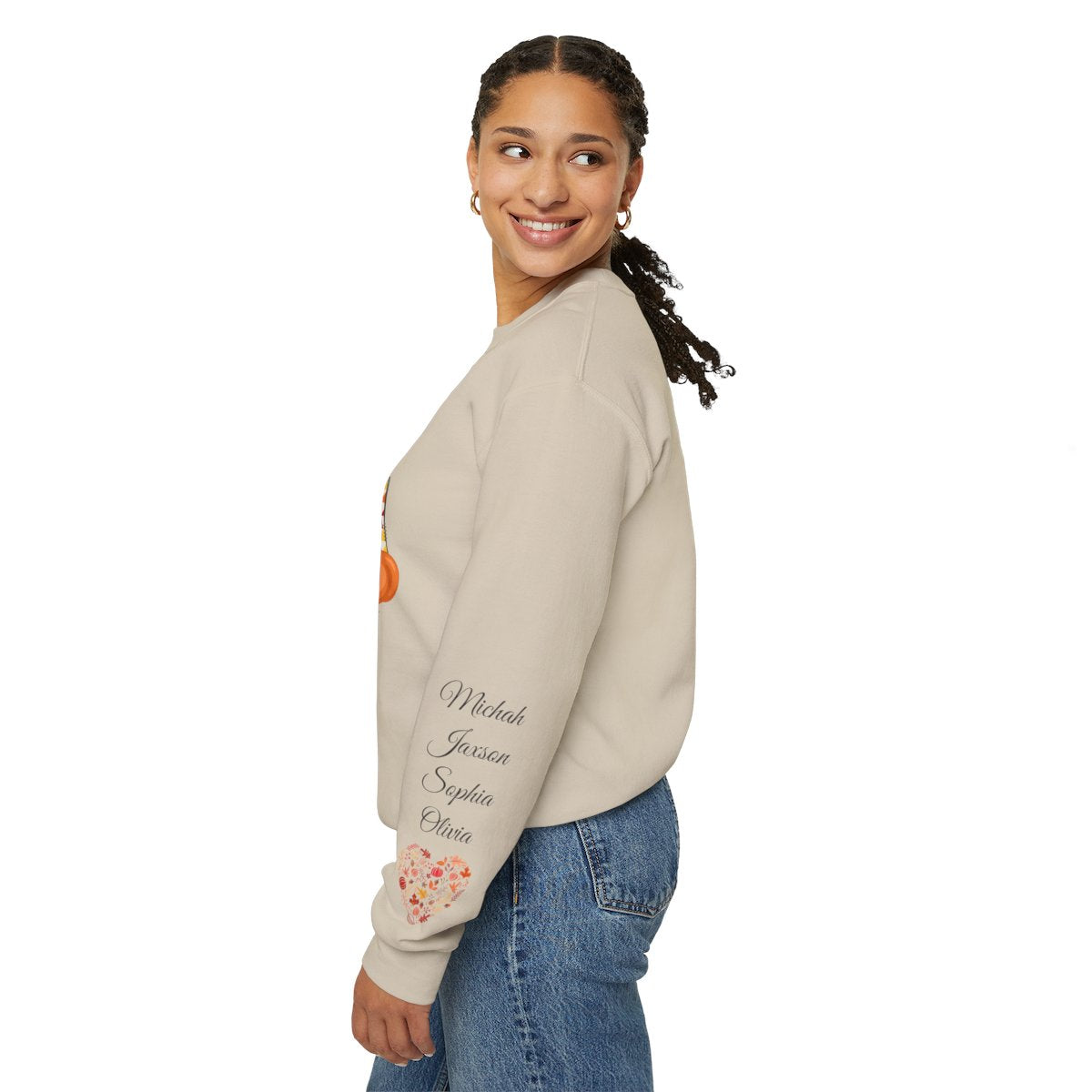 Fall| Thankful Mama Sweatshirt:  Personalized Heart on Sleeve Version