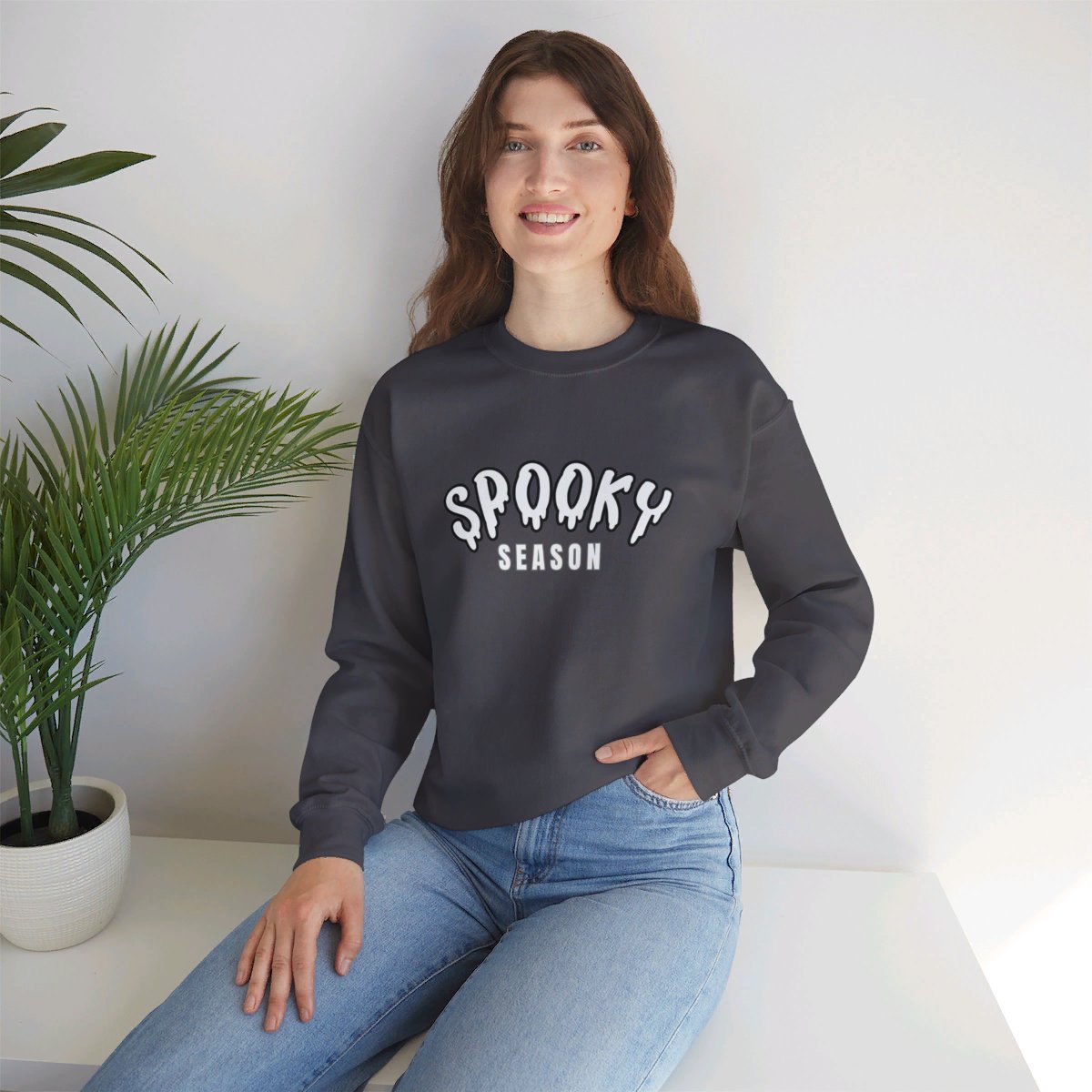 Get trendy with Spooky Season Crew Neck Sweatshirt - Unisex Heavy Blend for Ultimate Comfort -  available at Good Gift Company. Grab yours for $28.95 today!