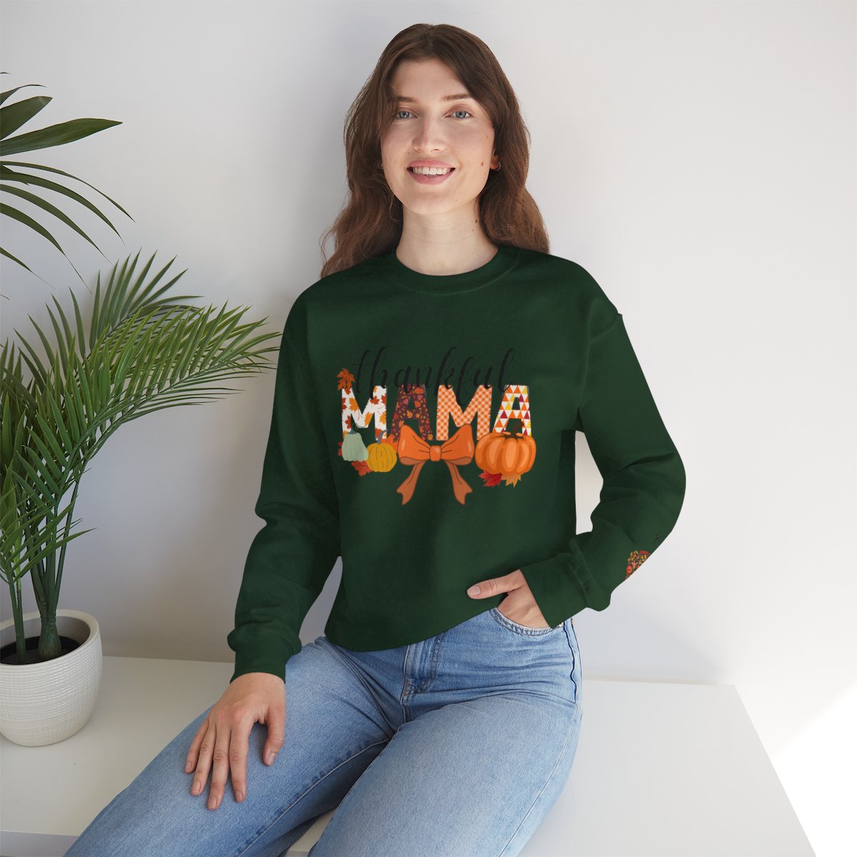 Fall| Thankful Mama Sweatshirt:  Personalized Heart on Sleeve Version