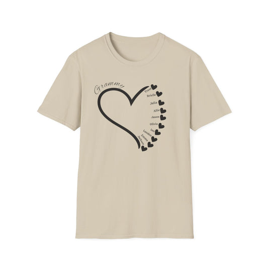 Get trendy with Mama/Grandma Heart of Hearts Unisex Softstyle T-Shirt -  available at Good Gift Company. Grab yours for $9.34 today!