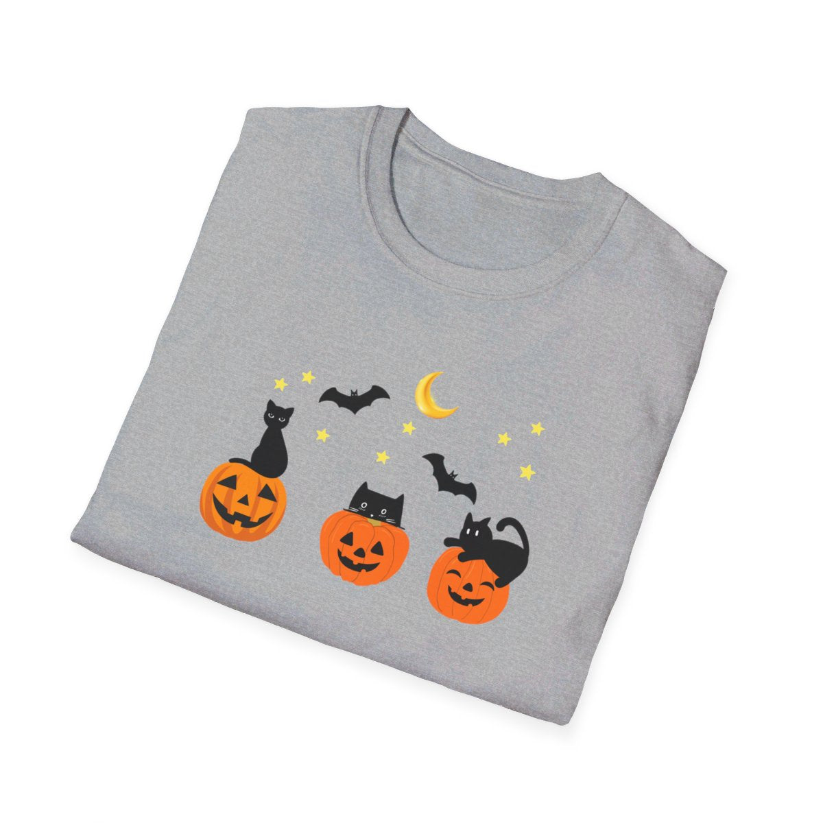 Get trendy with Cute Halloween T-Shirt with 3 Jack-O-Lanterns and Black Cats - Perfect for Spooky Season! -  available at Good Gift Company. Grab yours for $19.99 today!