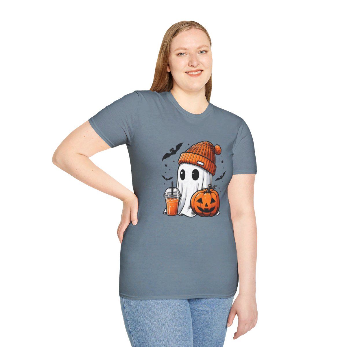 Get trendy with Cute Orange Beanie Ghost Drinking Festive Coffee Shop drink T-Shirt – Spooky and Adorable Specialty Drink Lover Tee -  available at Good Gift Company. Grab yours for $19.99 today!