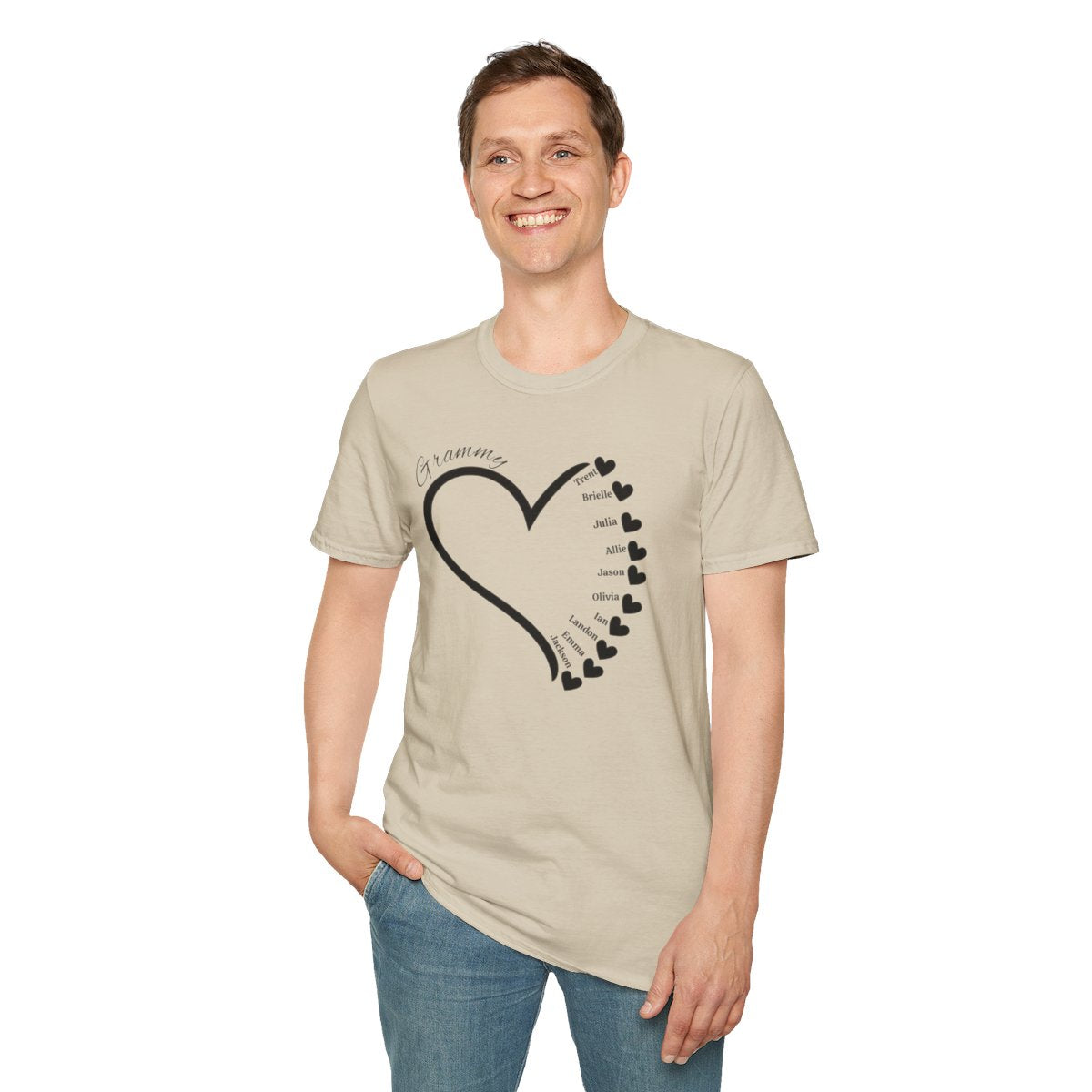 Get trendy with Mama/Grandma Heart of Hearts Unisex Softstyle T-Shirt -  available at Good Gift Company. Grab yours for $9.34 today!