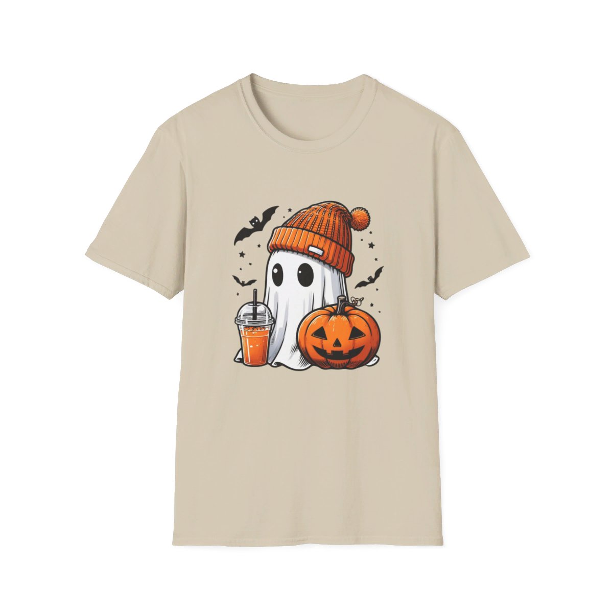 Get trendy with Cute Orange Beanie Ghost Drinking Festive Coffee Shop drink T-Shirt – Spooky and Adorable Specialty Drink Lover Tee -  available at Good Gift Company. Grab yours for $19.99 today!