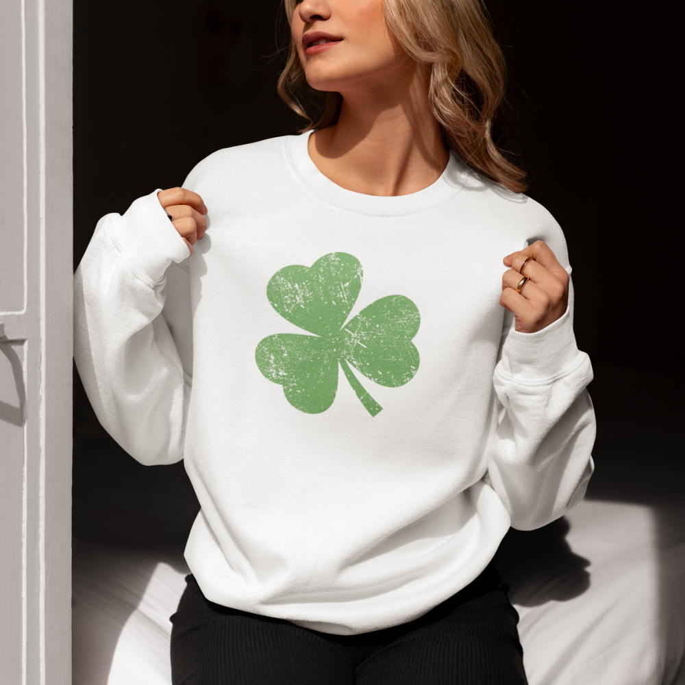 Shamrock Sweatshirt in White/Sand - Classic, Comfy & Stylish