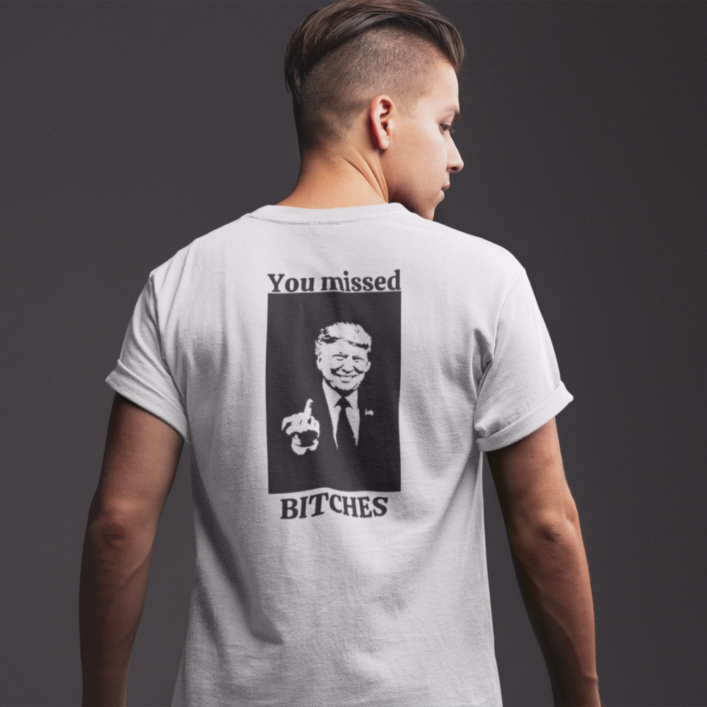 Get trendy with Show Your Defiance with the "You Missed, Bitches!" Trump 2024 Tri-Blend T-Shirt - T-Shirt available at Good Gift Company. Grab yours for $24.95 today!