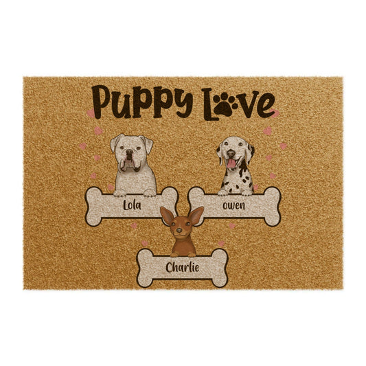 Get trendy with Puppy Love Outdoor Doormat -  available at Good Gift Company. Grab yours for $38.95 today!